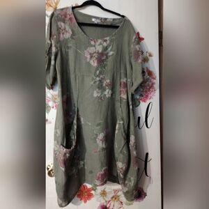 Floral Olive Tunic Top